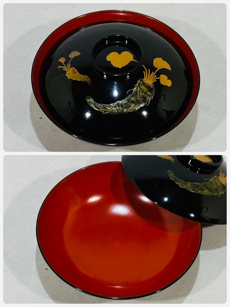 輪島塗　天然木　わさび蒔絵 煮物椀 五客　美品　茶道　懐石　送料込