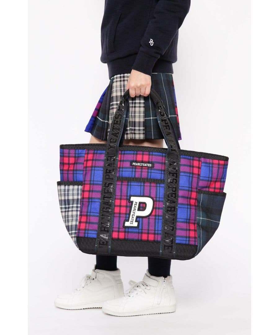 新品 未使用 PEARLY GATES ロッカーバッグ マルチチェック Pロゴ