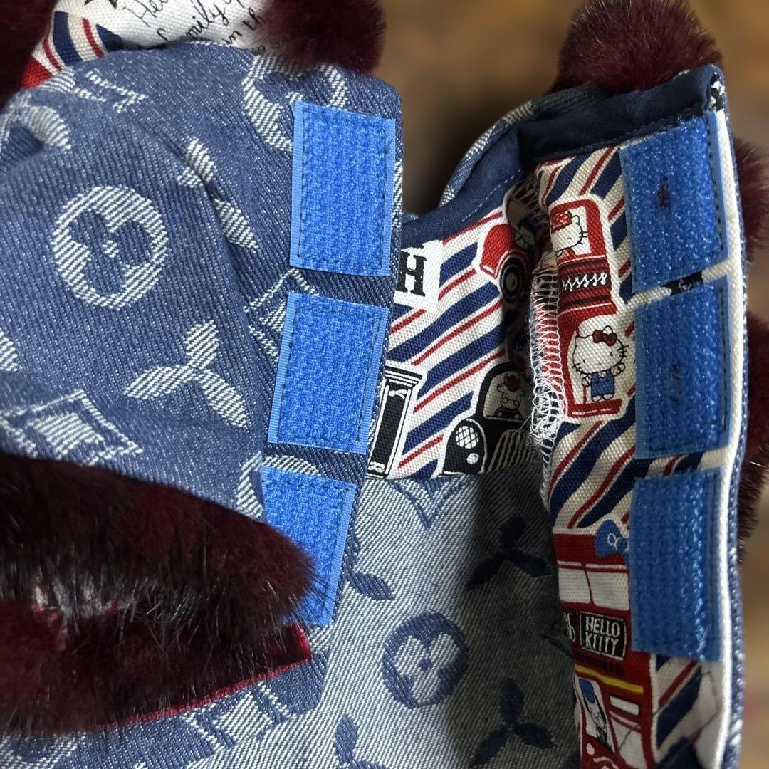 犬服 デニム ミンク付き コート