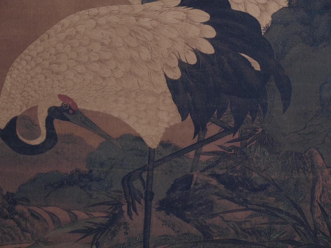 人物図 中国丁雲鵬　 清時代鶴図 肉筆保證 古美術　 DE768A7-3