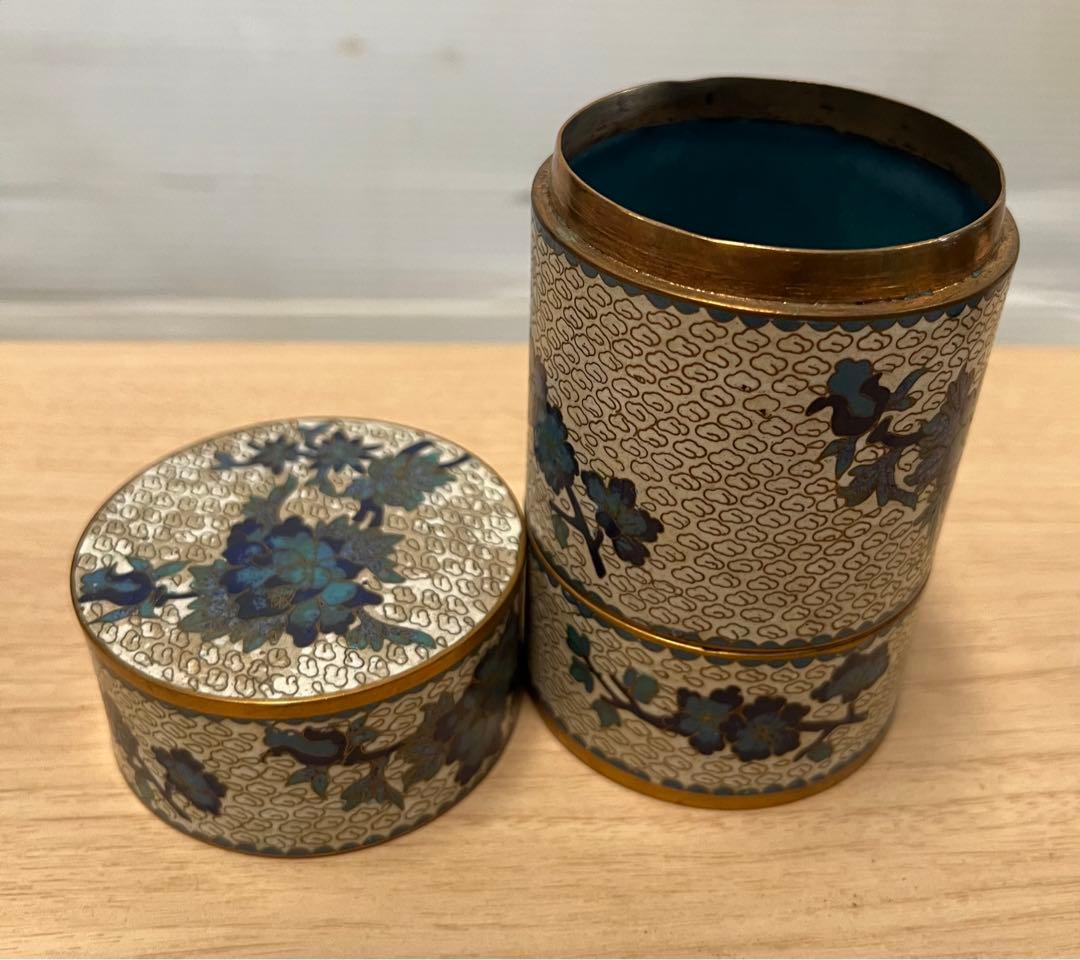 七宝焼　香合　花文　唐物　古玩　置物　インテリア　工芸品　美術品