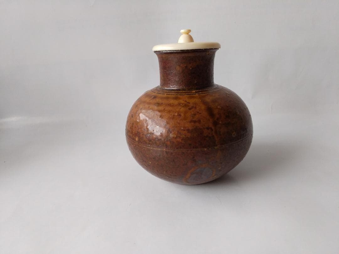 笹田有祥 作 摸 利休丸壺 茶入 唐物 大名物 仕覆 藤種緞子 共箱 栞 新品