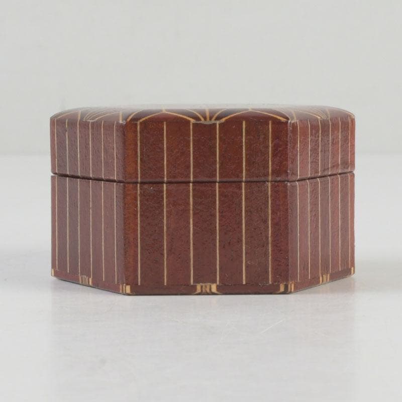 茶道具　鷹の巣　箱根寄木細工　六角香合　箱付　V　9703