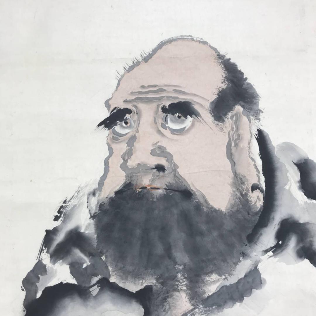 真作/紫雲/芦葉達磨図/達磨図/だるま図/人物図/掛軸/名家伝来/AE-92