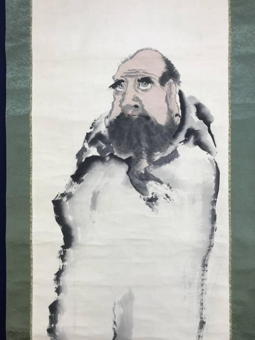 真作/紫雲/芦葉達磨図/達磨図/だるま図/人物図/掛軸/名家伝来/AE-92