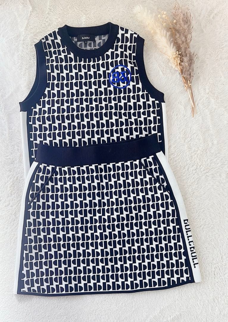 Bull&Bull レディース ゴルフ セットアップ幾何学柄 ブラックホワイト