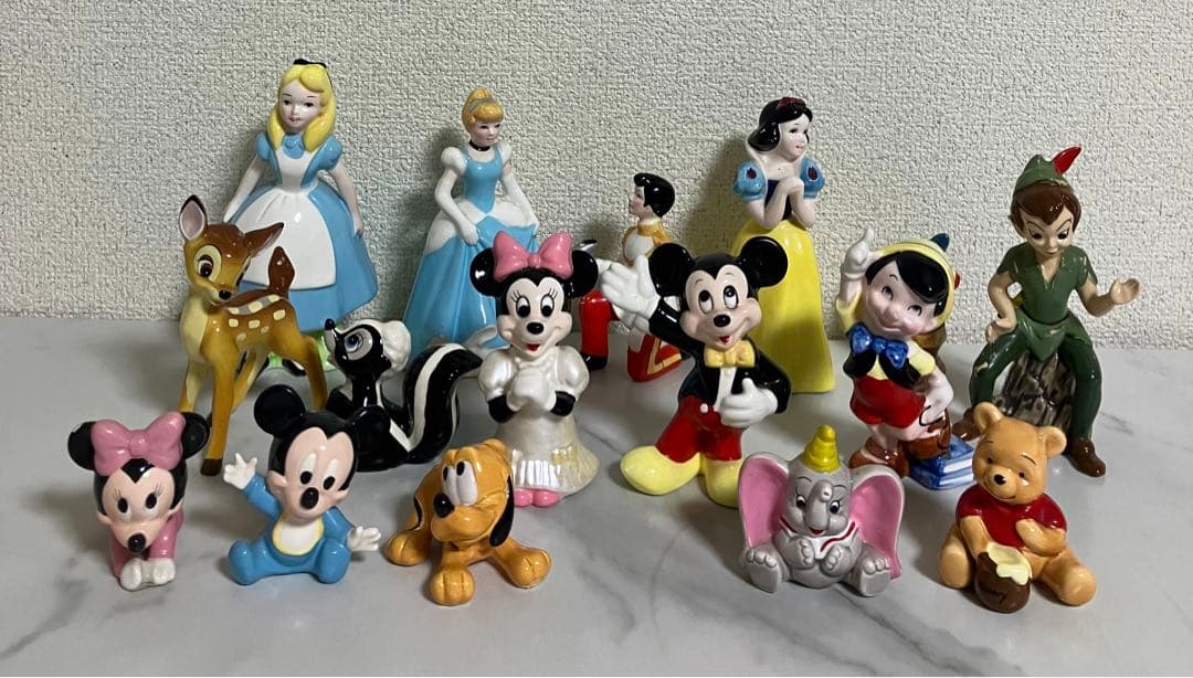 ディズニー　陶器　フィギュア　ミッキーマウス　シンデレラ　バンビ　レトロ　レア