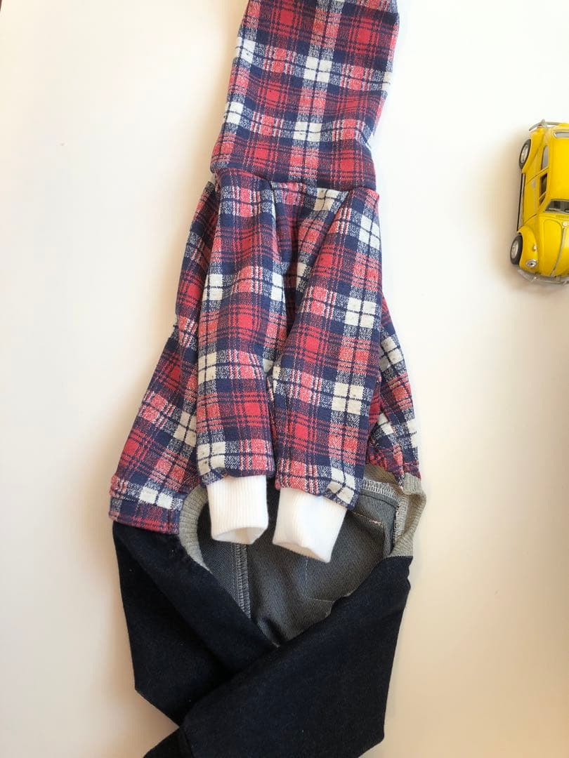 チェック柄のロンパース　イタグレ服　犬服　ハンドメイド