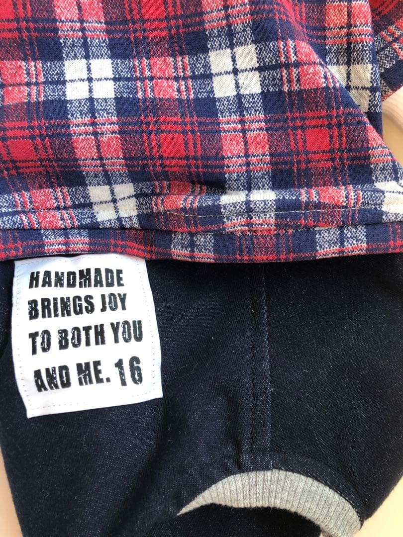 チェック柄のロンパース　イタグレ服　犬服　ハンドメイド