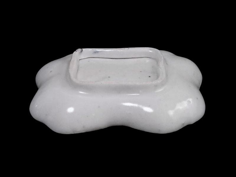 古伊万里　染付　型刷印判　幾何学文様の図　変形皿　E578 AS-CWh