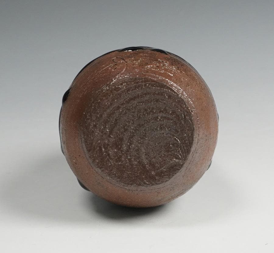 森本陶谷 丹波焼茶入 金剛金襴仕覆 共箱 茶道具