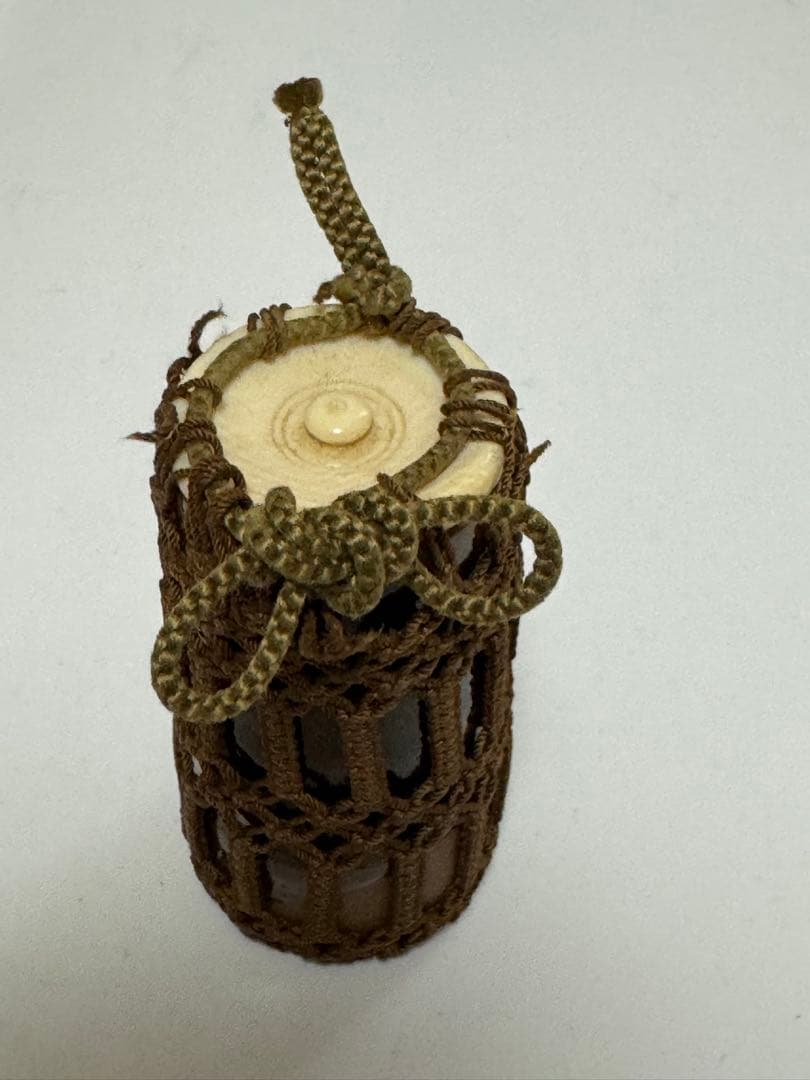 笹山焼 柿釉 筒茶巾筒（茶道具)・網袋・箱付