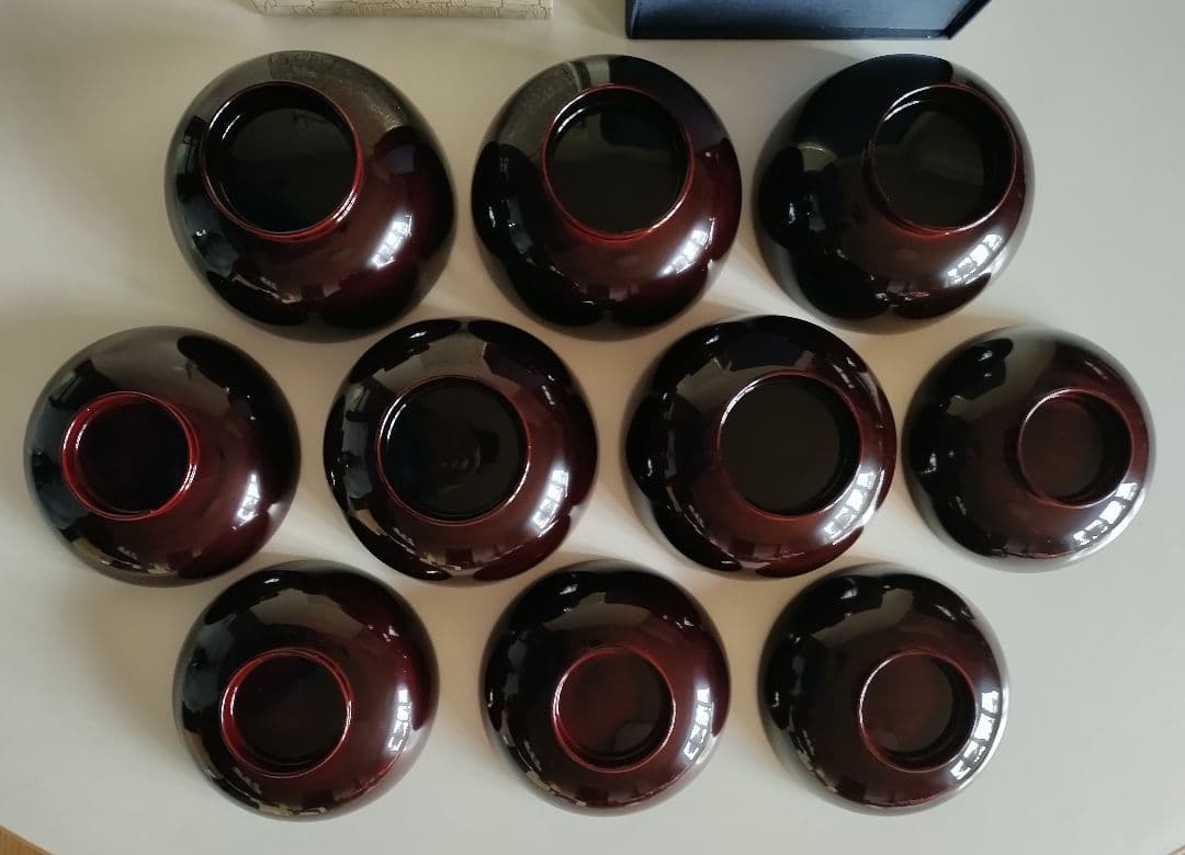 輪島塗　ひょうたん蒔絵　煮物椀　5客セット　溜塗