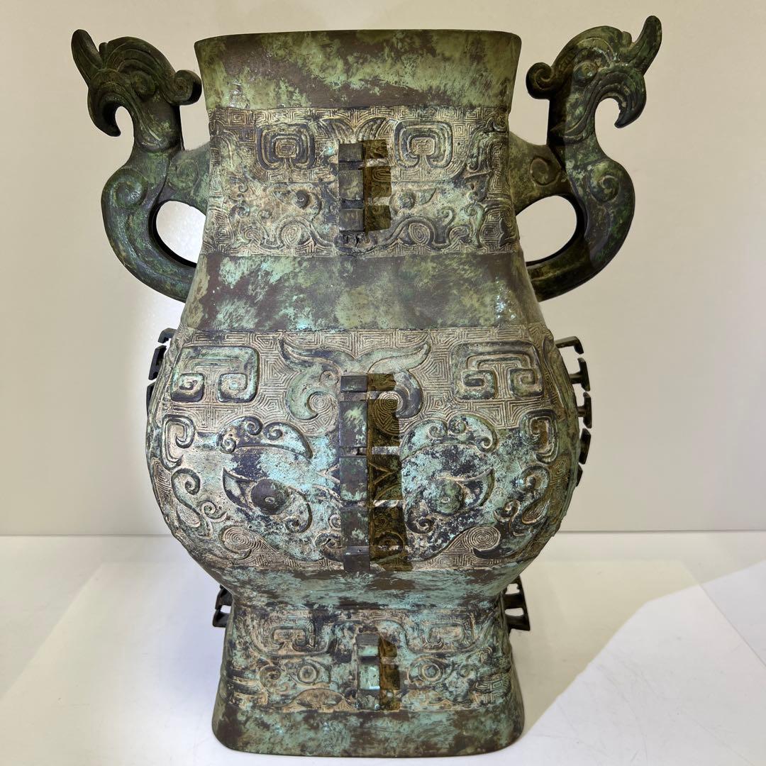 中国古玩　古銅大花瓶　6519g/高さ40㎝　東Y8-0128⑤トヒカ