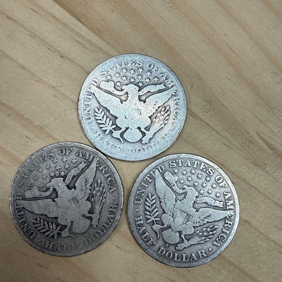 1905年バーバー半ドル3枚セット アメリカ銀貨