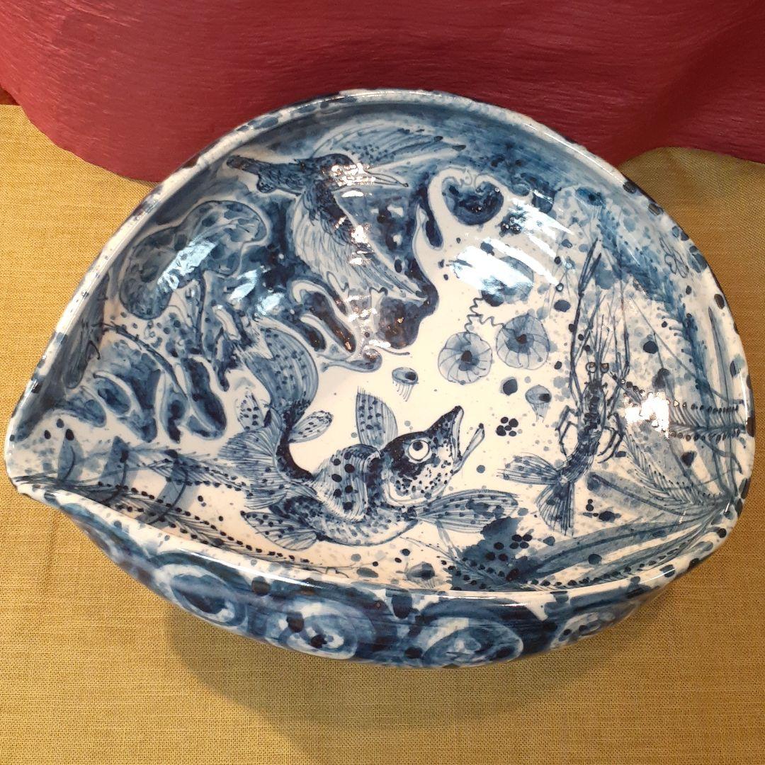 林和一作 海老紋呉須片口大鉢❤️