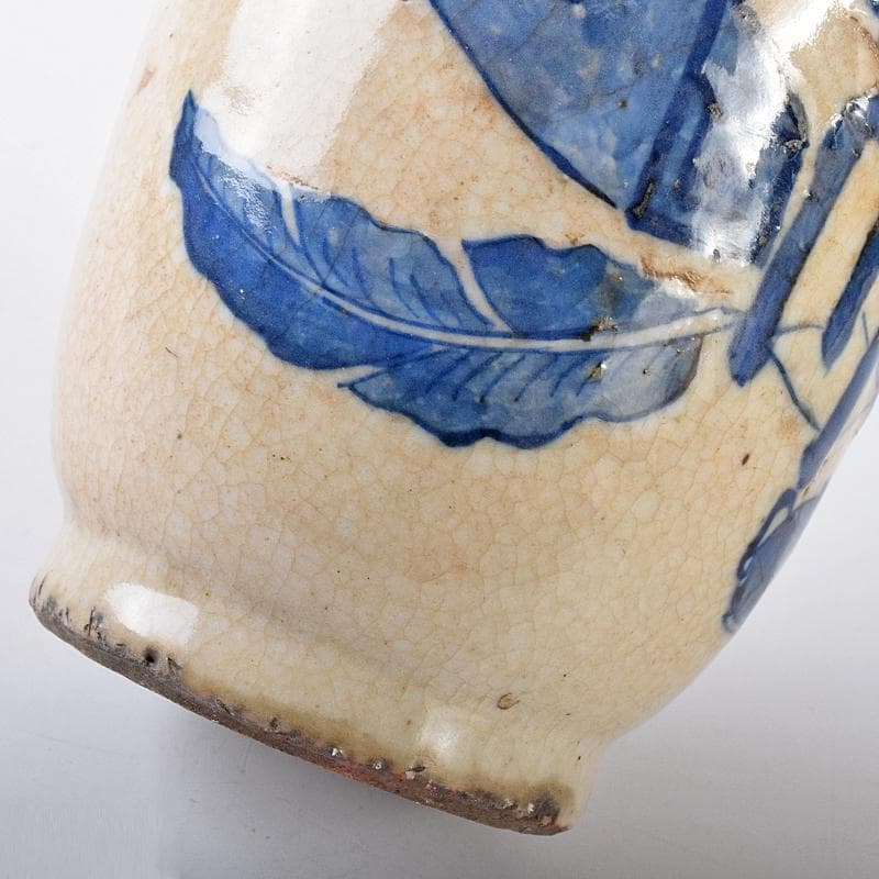 中国　成化年製　青花　花瓶文　貼梅双耳瓶　D　R7889