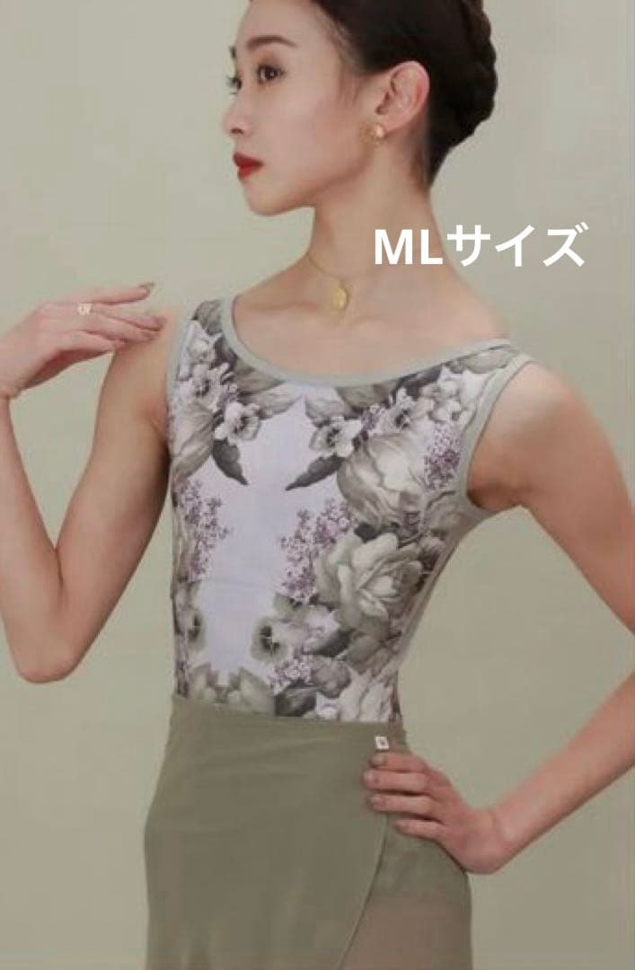 unoaフラワーゲートサンドグレー ノースリーブレオタードMLサイズ