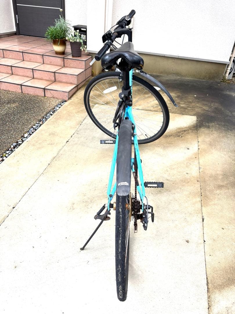 クロスバイク シティサイクル シマノ 7段変速 自転車 27インチ　ブルー　青