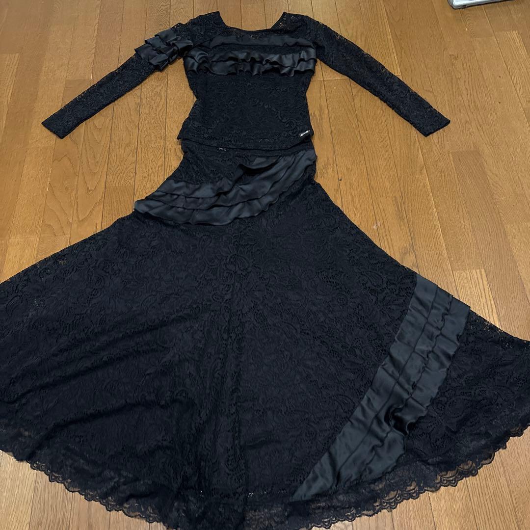土日SALE28888-24444ジャンティ黒のレース社交ダンス衣装