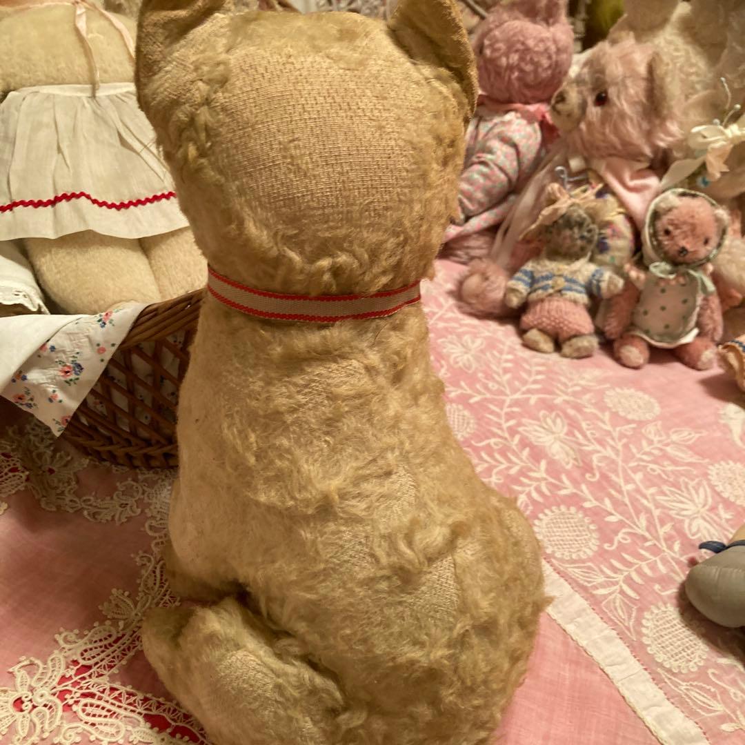 アンティーク猫ちゃん リボン付き 約30cm