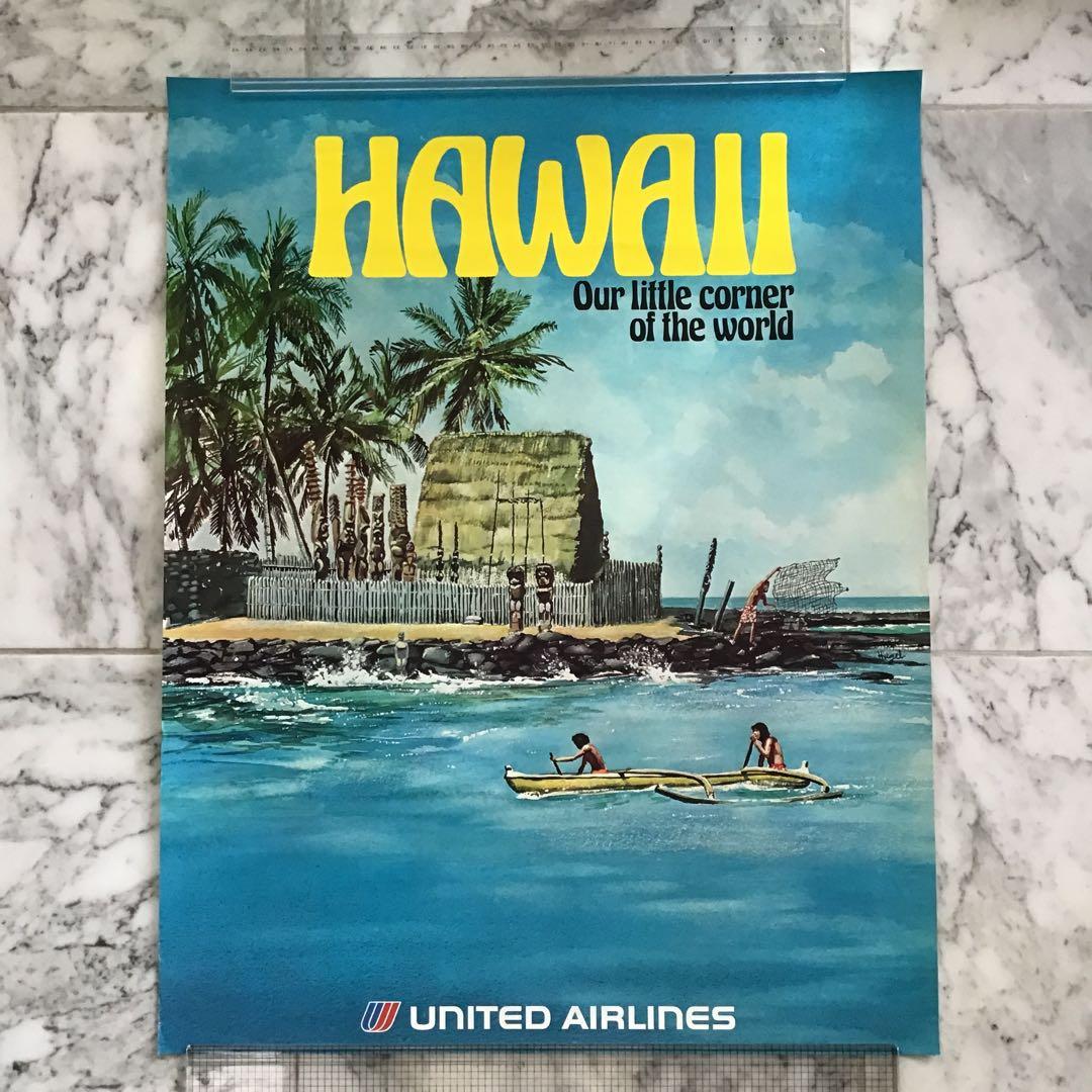 ユナイテッド航空 ハワイ ビンテージ ポスター オリジナル Tiki