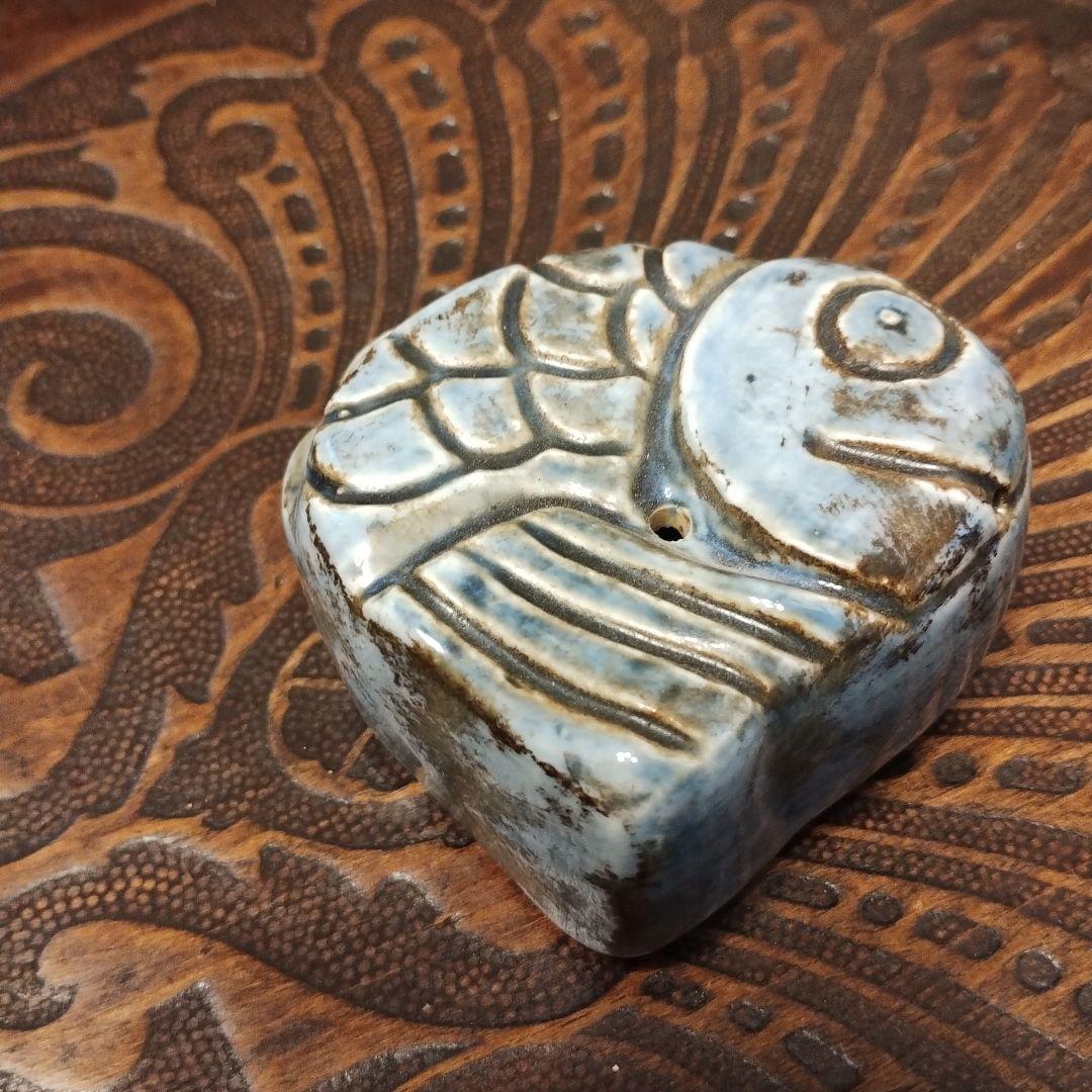 李朝♥魚形陶器♥水滴♥書道具♥瑠璃釉 焼き物♥古美術