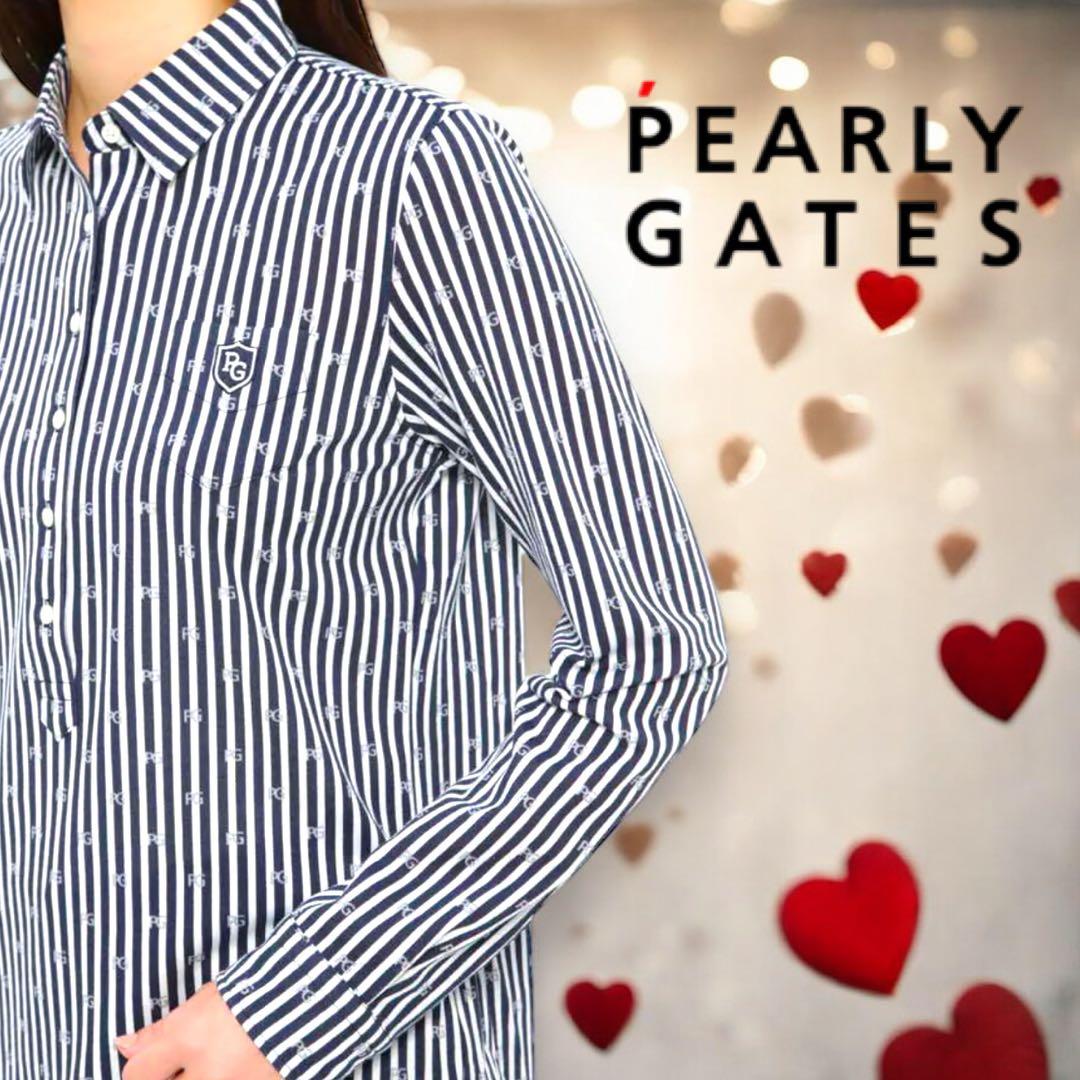 パーリーゲイツ❣️PGロゴストライププルオーバー 新品正規品 ネイビー サイズ2