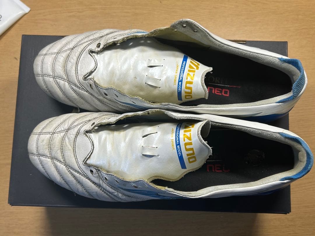 Mizuno モレリア4 サッカーシューズ・スパイク ホワイト/ブルー(紐なし)