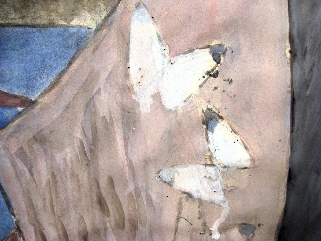 こんなおしゃれ作品他にない！仁戸田秀吉「蝶」40号大,水彩,これが本画,物故名画