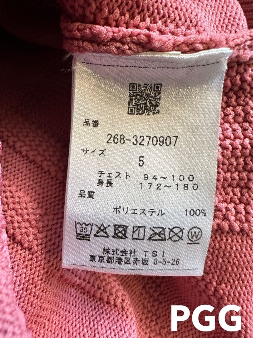 パーリーゲイツ　PGG ニット　サイズ５　メンズ　ピンク