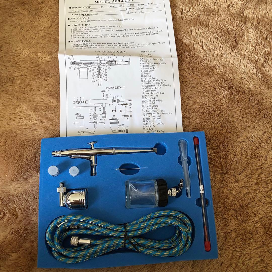 エアブラシキット 重力フィードデュアルアクションエアブラシキット ニードル