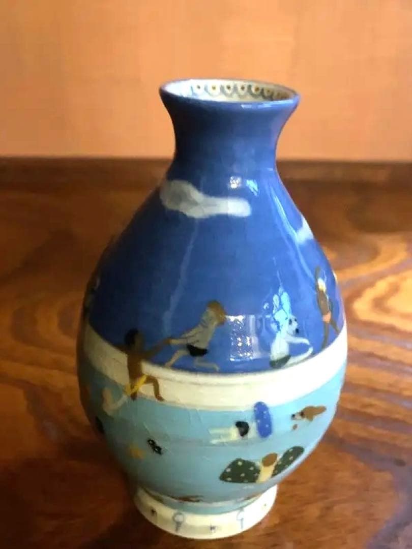 希少！スナフジタチサト作愛らしい遊泳陶芸徳利花器（検Loeweロエベ鹿児島睦