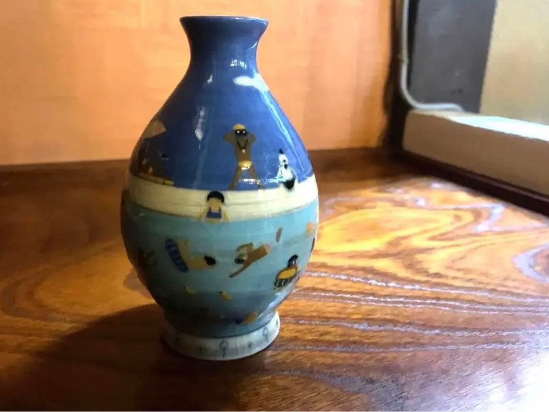 希少！スナフジタチサト作愛らしい遊泳陶芸徳利花器（検Loeweロエベ鹿児島睦