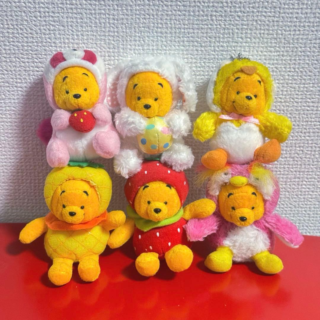 【Disney】プーさん ぬいぐるみ マスコットキーホルダー 6体