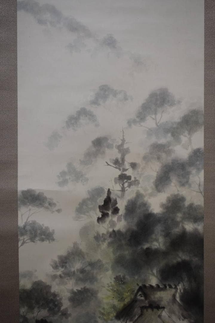 真作/沼田晏宏/行人釣船/桐共箱付/布袋屋掛軸HG-472