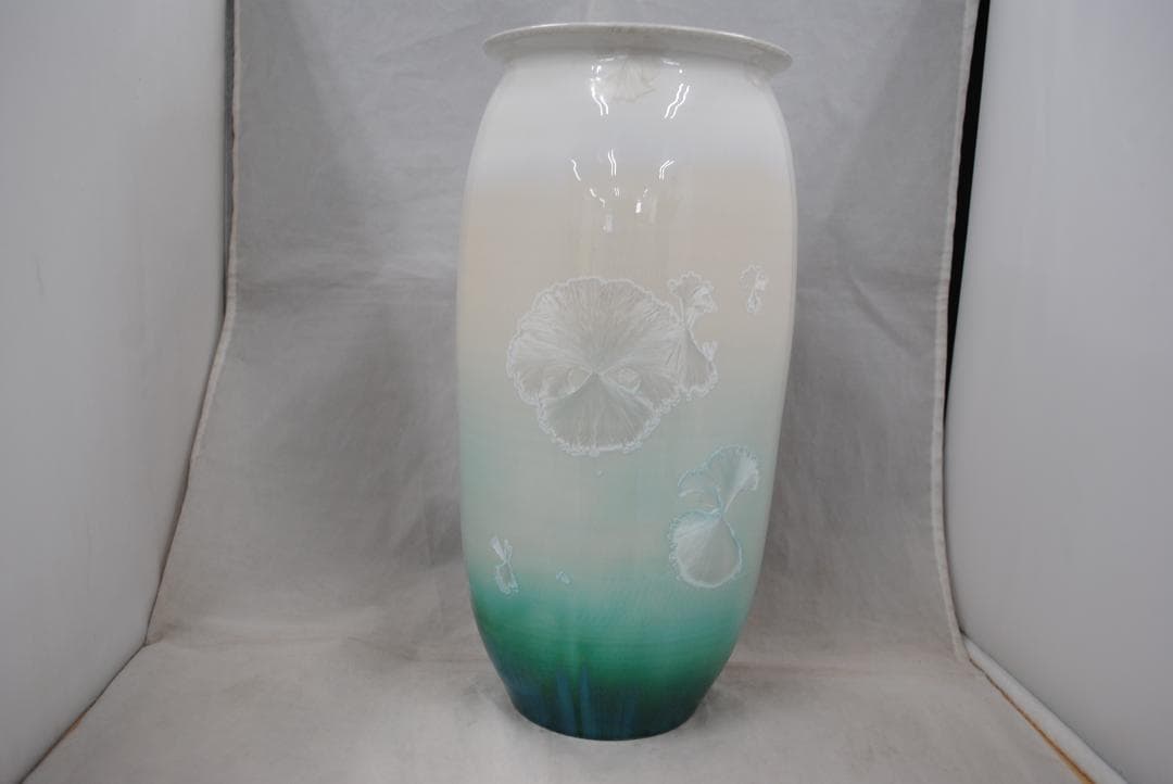 [1781]花器 彩墨結晶釉 孫超作　台湾　中国美術　古玩　陶磁器　花瓶　箱付き