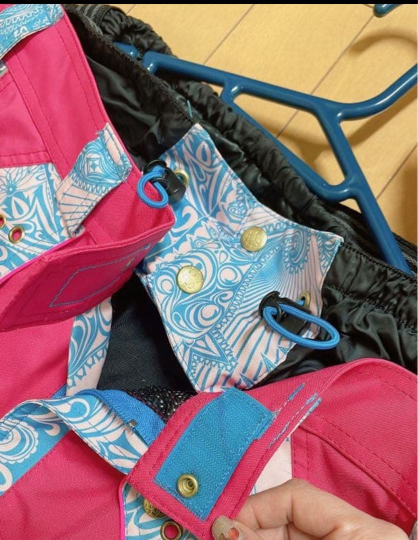 【希少】スノーウェア上下セット ユニセックス ペイズリー スキーウェア ピンク