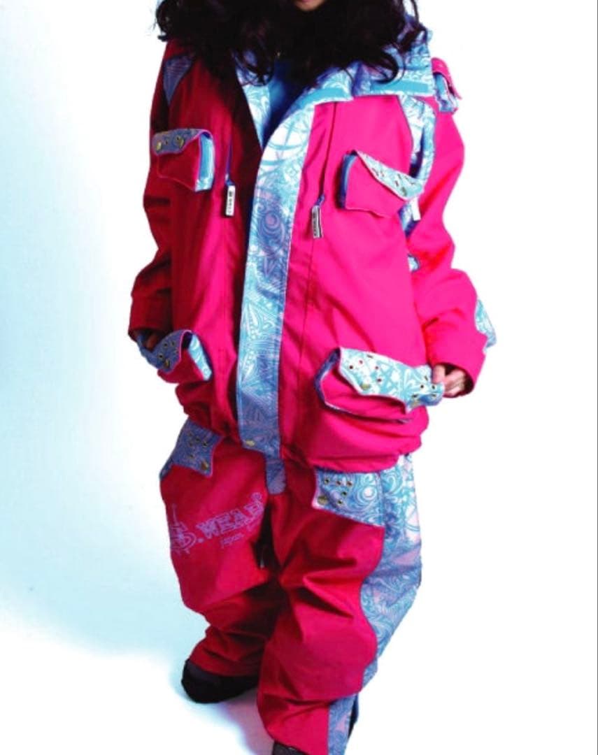 【希少】スノーウェア上下セット ユニセックス ペイズリー スキーウェア ピンク