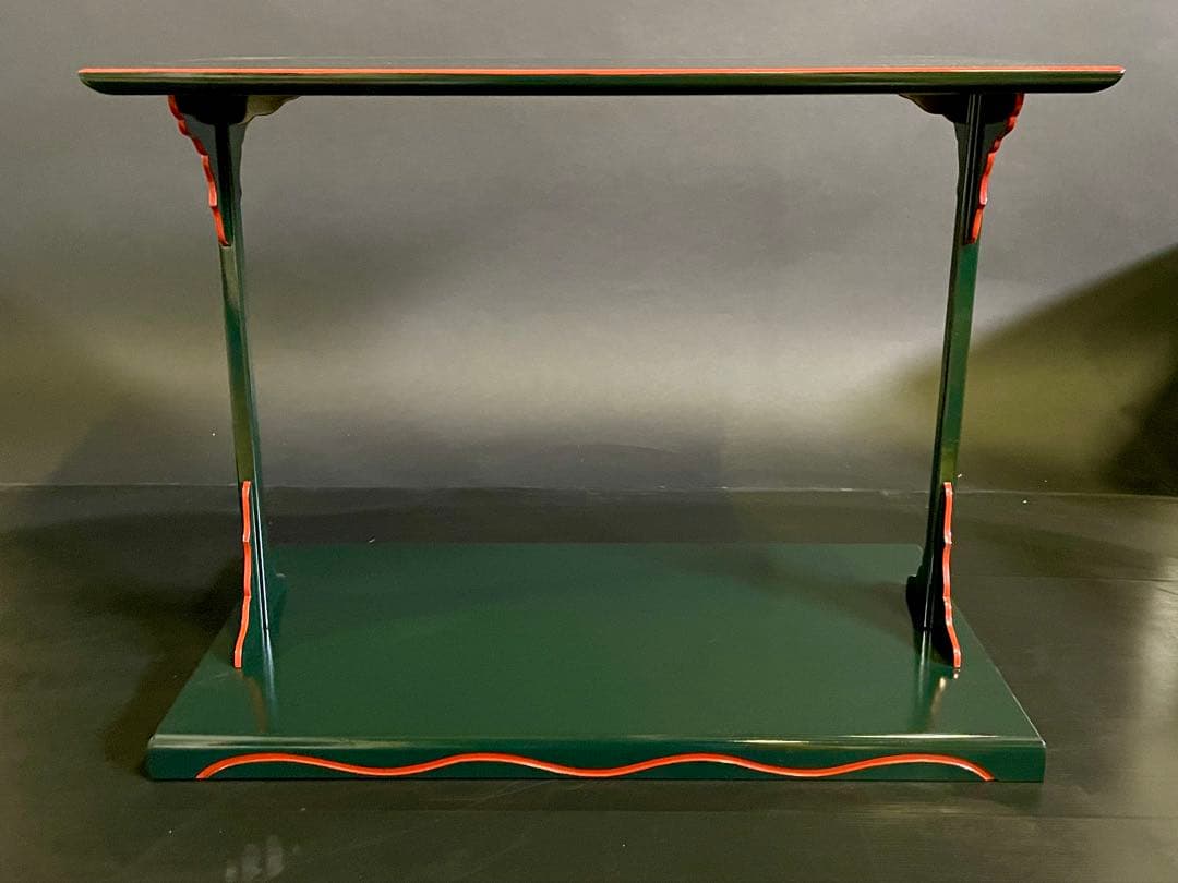 【超美品】「母」 青漆爪紅 及台子 光春 組立式 共箱 黄布 茶道具 (24②)