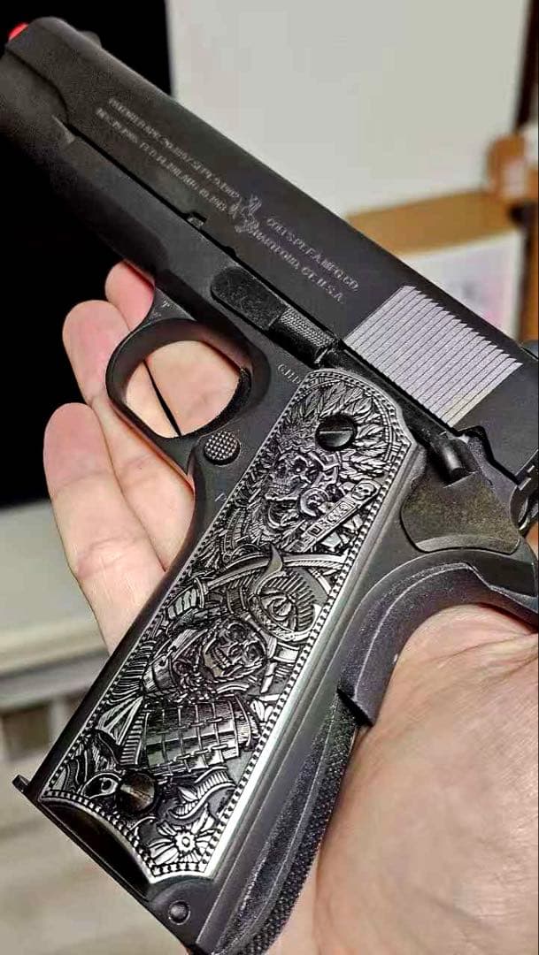 1911 用 グリップパネル／護手　スカルサムライデザイン　左右セット