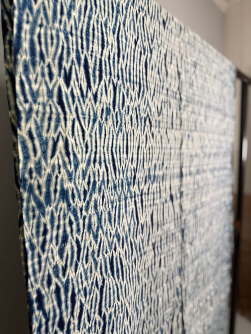 N36「有松鳴海絞り」藍染絞り作家 片野かほり 国産天然藍染 個展出品作品布