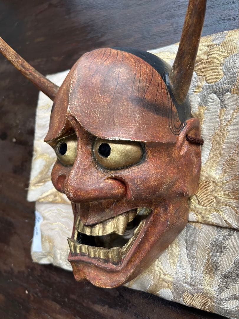 能面　般若　木彫り　1点限り　面袋付き