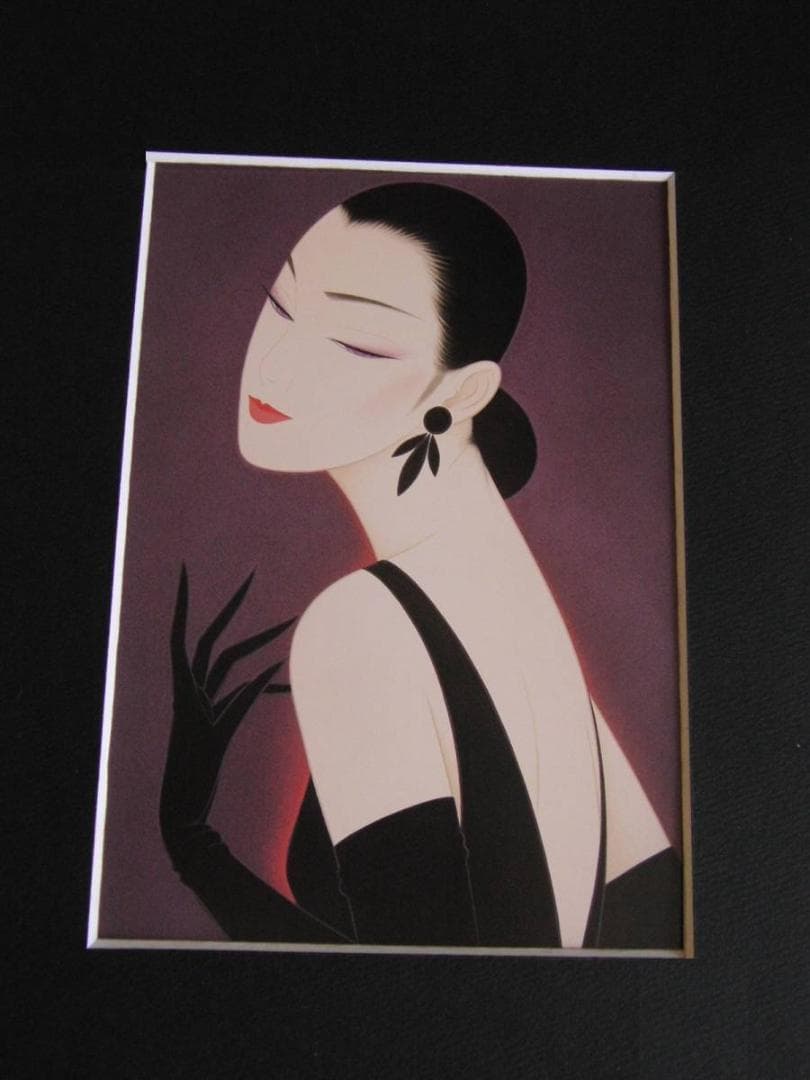 鶴田一郎、【ときめき】、希少な額装用画集より、新品額装付、状態良好