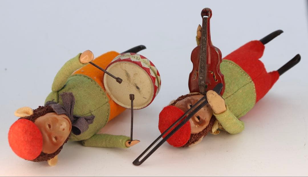 ヴィンテージ Schuco ワインドアップ猿の演奏者 フィギュア2体セット