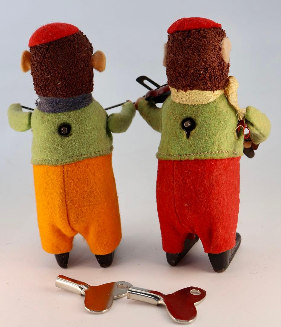 ヴィンテージ Schuco ワインドアップ猿の演奏者 フィギュア2体セット