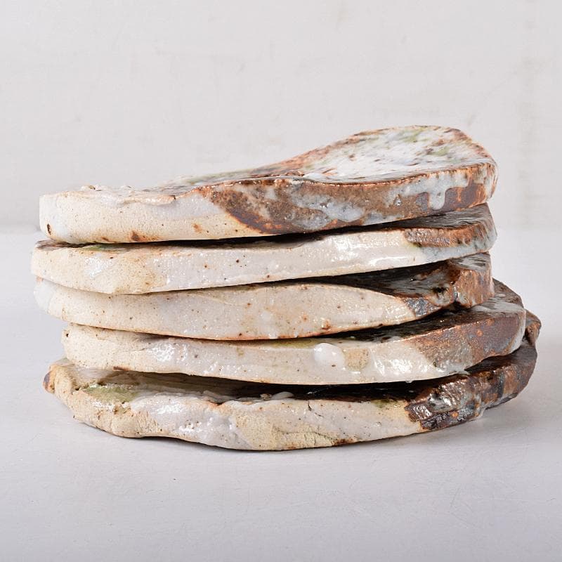 和食器　若尾昇苑造　鼠志野　鉢　皿　五客　共箱　V　R7885