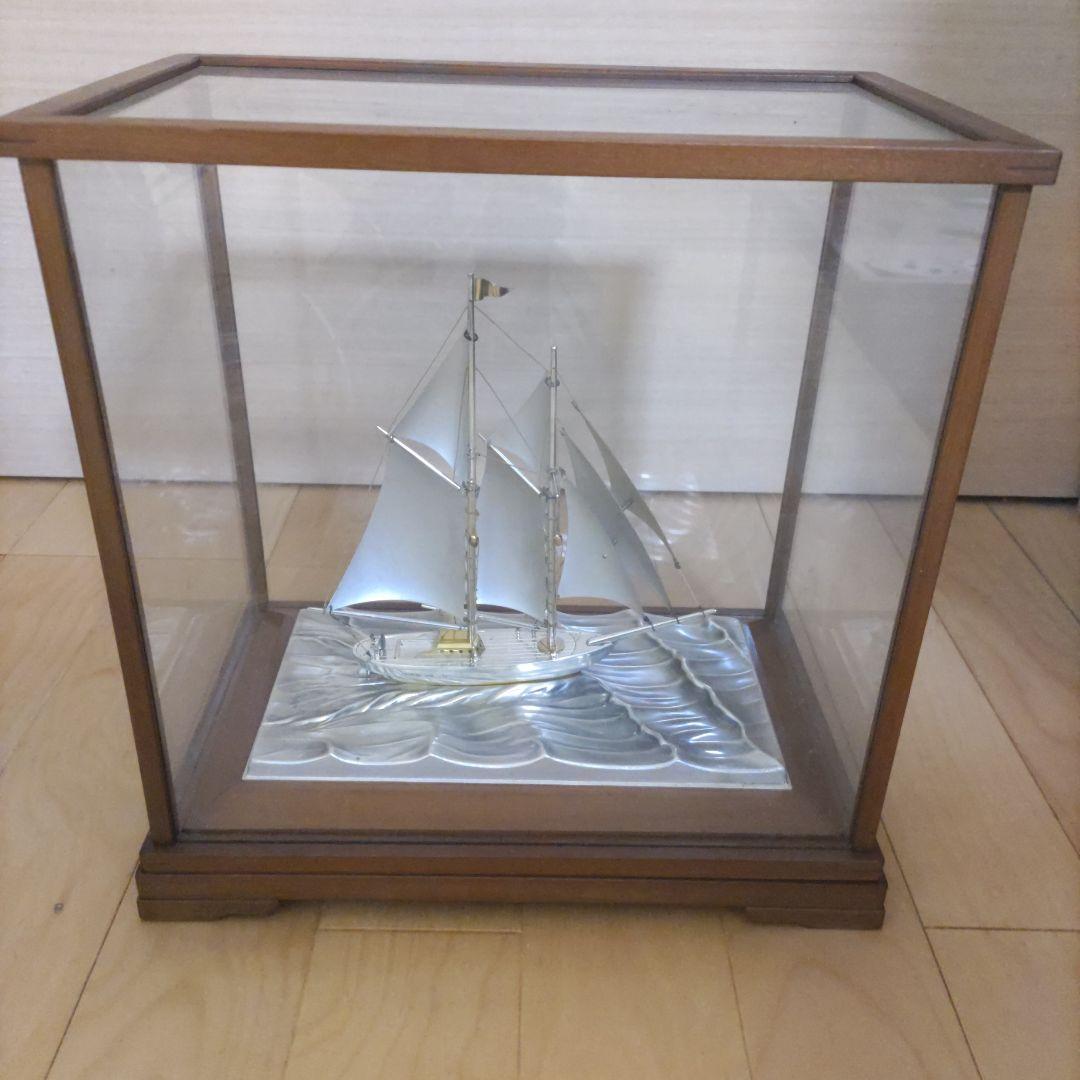 武比古ヨット　金属製帆船模型 ガラスケース付き