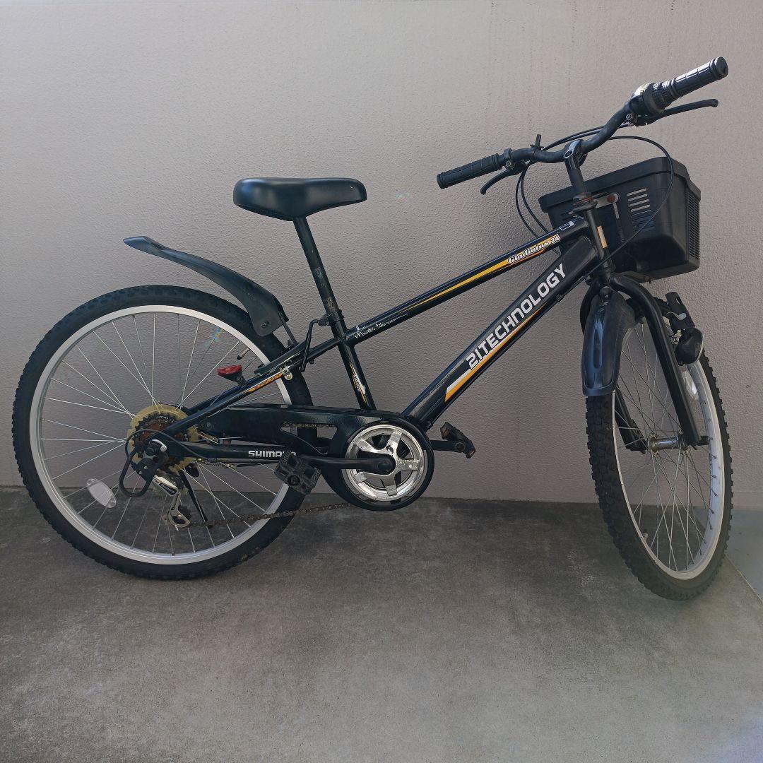 【21Technology】24インチ 6段変速 MTBタイプ自転車 ブラック