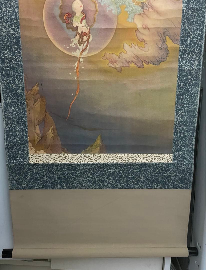 國寳 【狩野芳崖 悲母観音 】骨董品 アンティーク 日本 掛け軸 中国 美術品。